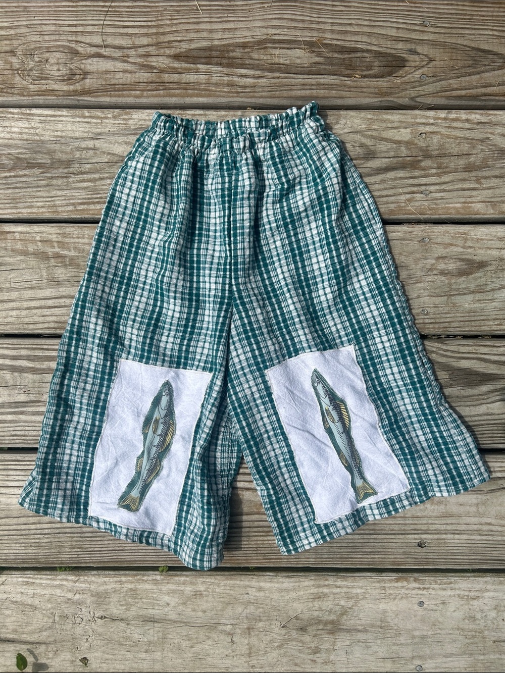 Fish Patch Vintage Plaid Wide-Leg Bottoms Boxer Summer pant